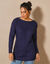 Pull tunique boutonné, toucher doux (bleu encre)