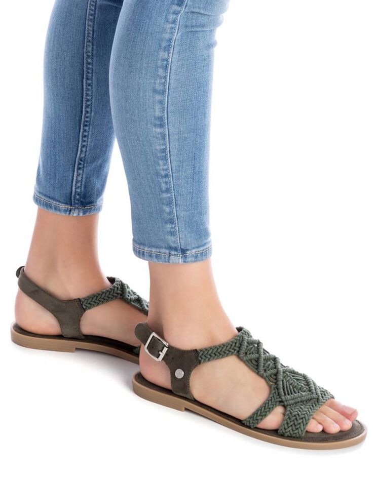 Sandales plates dessus macramé  (kaki)