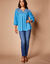 Blouse macramé manches 3/4 (bleu azur)