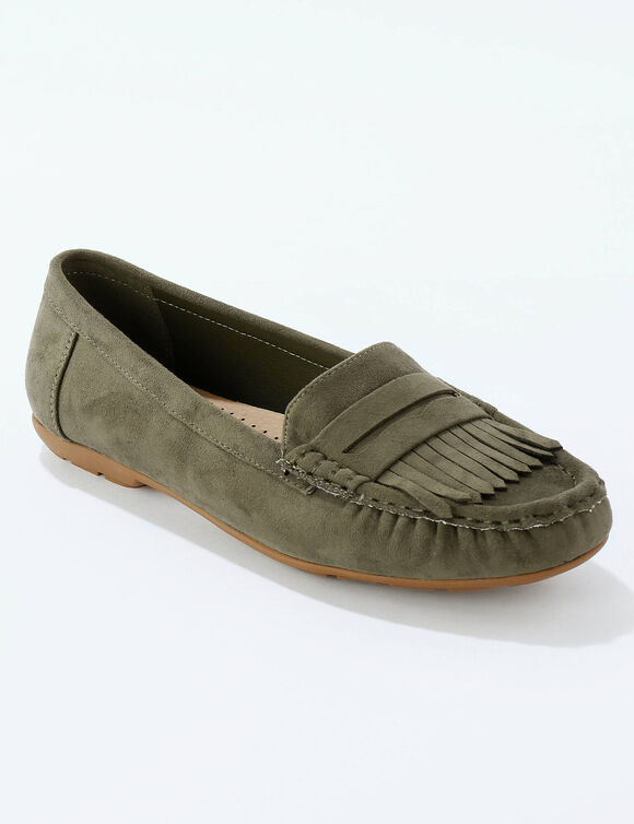 Mocassins souples textile microfibre (kaki)