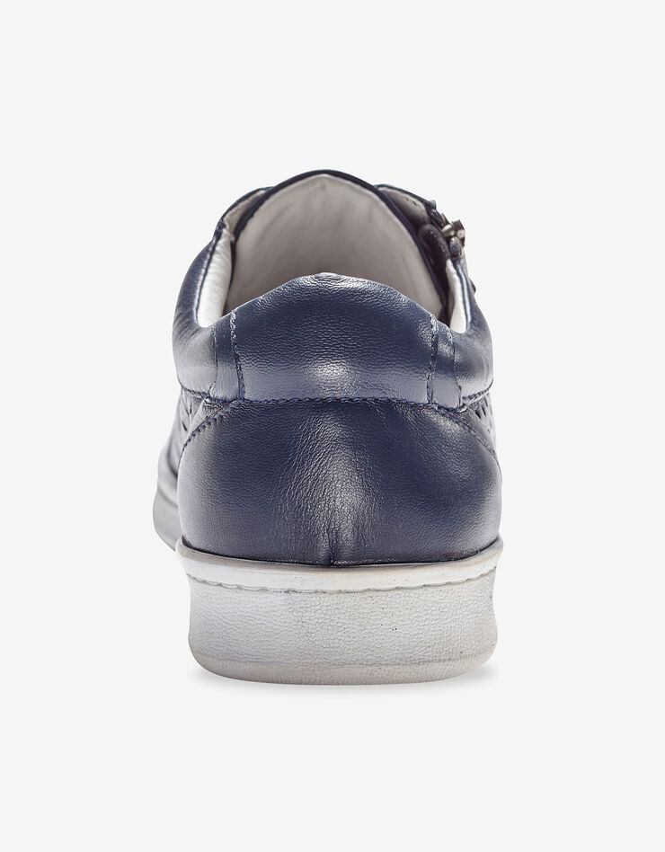 Tennis zippée en cuir perforé (marine) Tennis zippée en cuir perforé (marine)