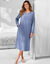 Chemise de nuit polaire manches longues brodée (bleu grisé)