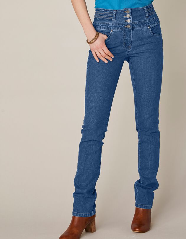 Jean coupe droite taille haute - grande stature (stone)