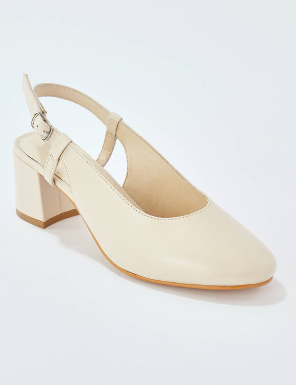 Escarpins slingback en cuir certifi&eacute; LWG (cr&egrave;me)