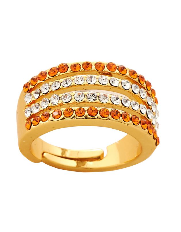 Bague ajustable multirangs cristaux (doré)