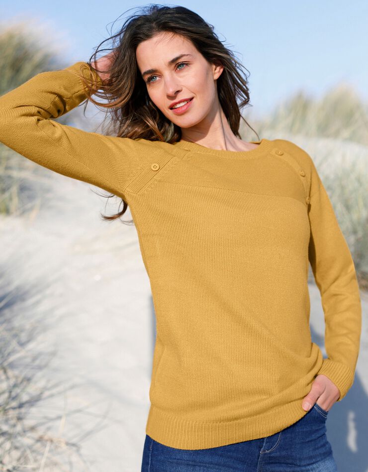 Pull marinière manches longues uni (safran) Pull marinière manches longues uni (safran)