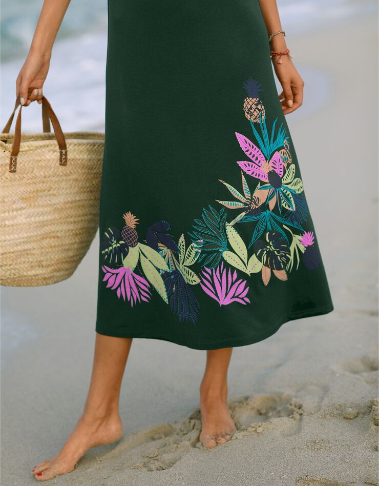 Robe longue sans manches imprimé placé (bronze)