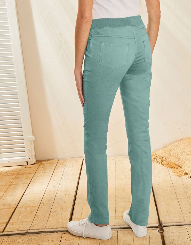 Pantalon droit "ultra confort" taille élastiquée (céladon) Pantalon droit "ultra confort" taille élastiquée (céladon)