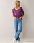 T-shirt col rond manches longues uni (violet)