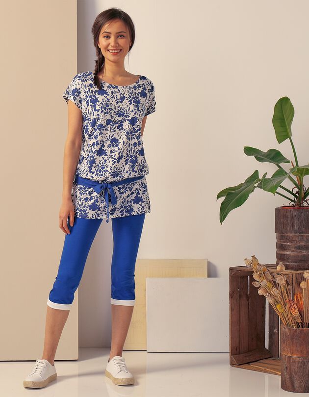 Legging corsaire revers contrastés (bleu / blanc) Legging corsaire revers contrastés (bleu / blanc)