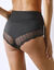 Culotte taille haute microfibre et dentelle - sculptante (noir)