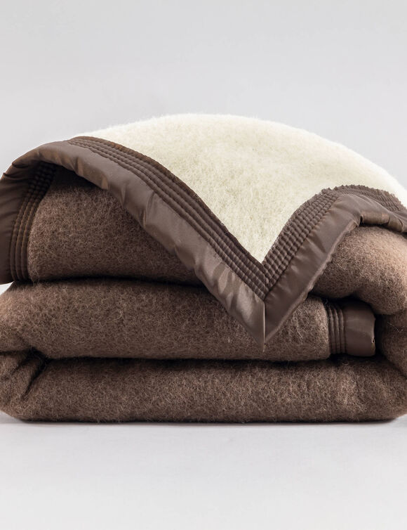 Couverture bicolore pure laine 800 g/m&sup2; (chocolat)