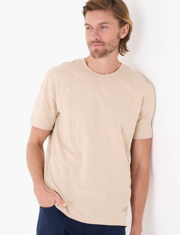 T-shirt maille piqu&eacute;e textur&eacute;e manches courtes   (sable)