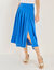 Jupe longue &agrave; plis, unie (bleu)