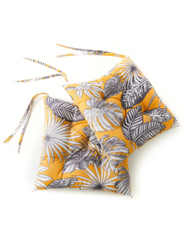 Galette de chaise imprimé tropical - lot de 2 (jaune)