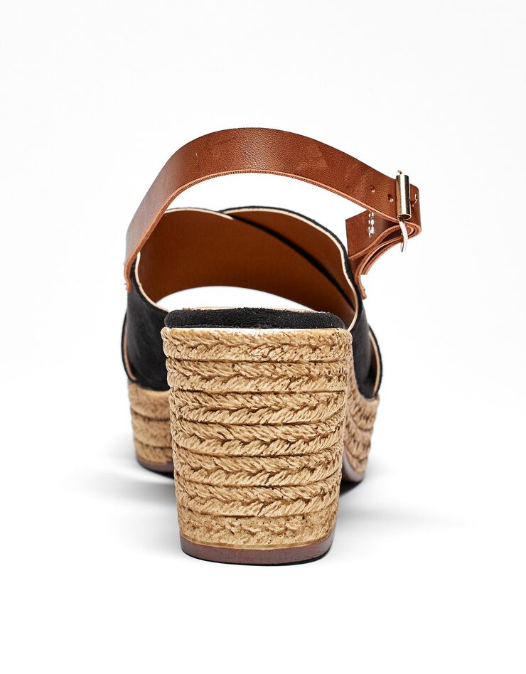 Sandales compensées dessus croisé noir (noir)
