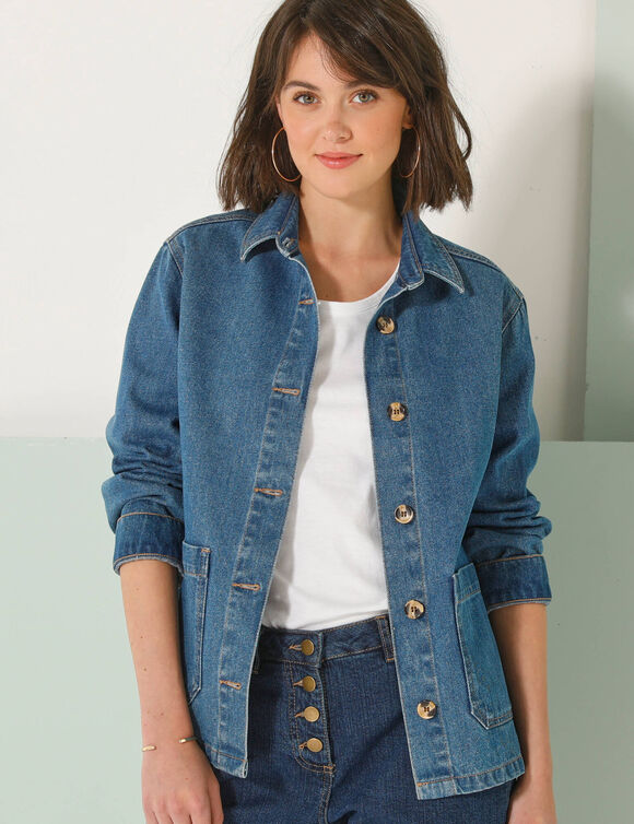 Veste boutonnée, jean (stone)