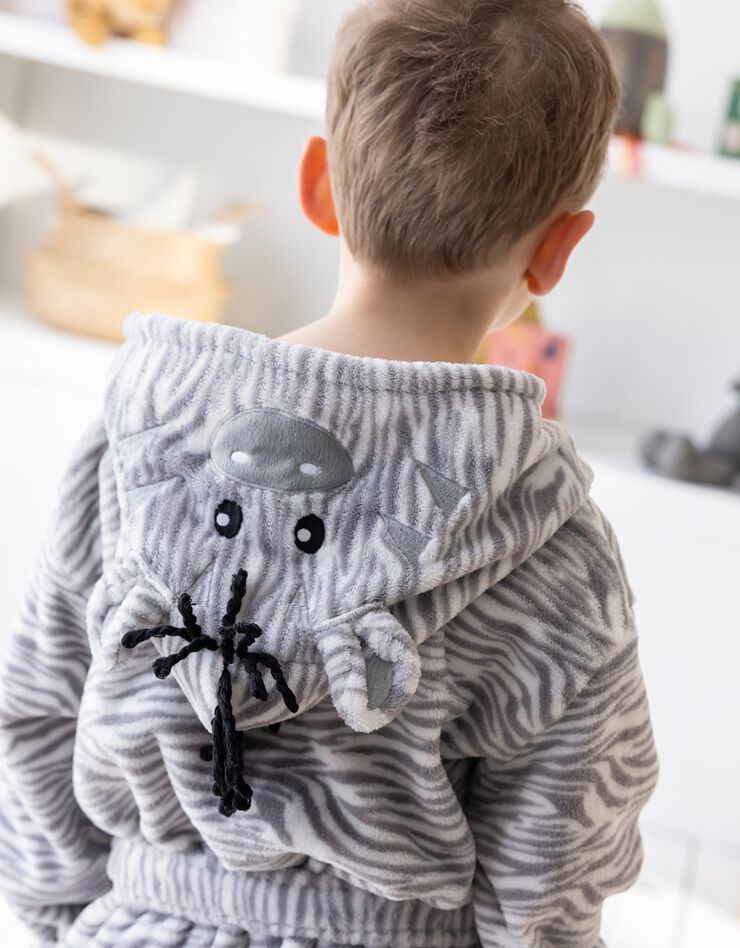 Peignoir de bain enfant à capuche zèbre personnalisable (blanc)