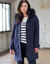 Duffle-coat capuche fausse fourrure uni (marine)