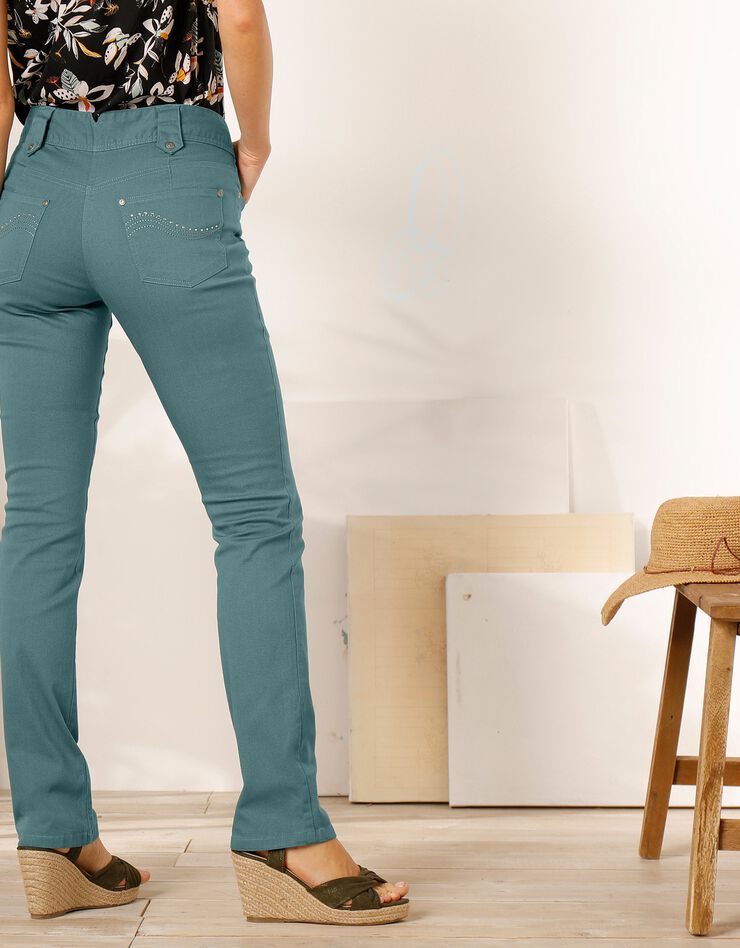 Pantalon droit taille haute effet denim - petite stature (vert grisé) Pantalon droit taille haute effet denim - petite stature (vert grisé)