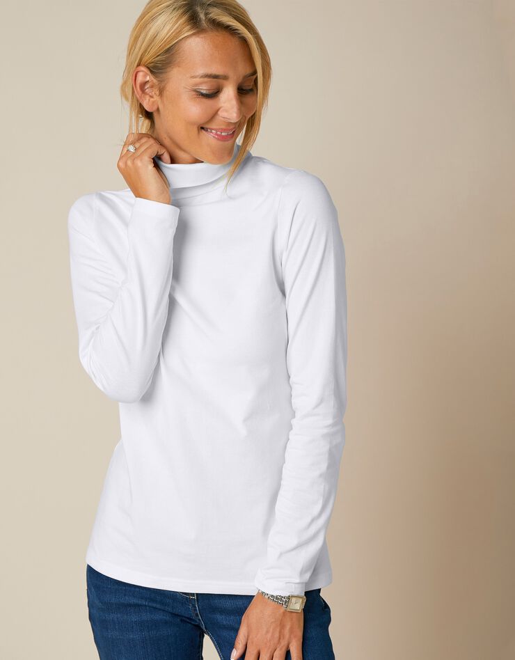 Sous-pull col roulé coton stretch uni (blanc cassé) Sous-pull col roulé coton stretch uni (blanc cassé)