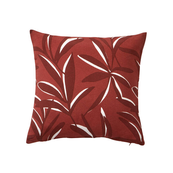 Housse de coussin imprimé feuillage (terracotta)