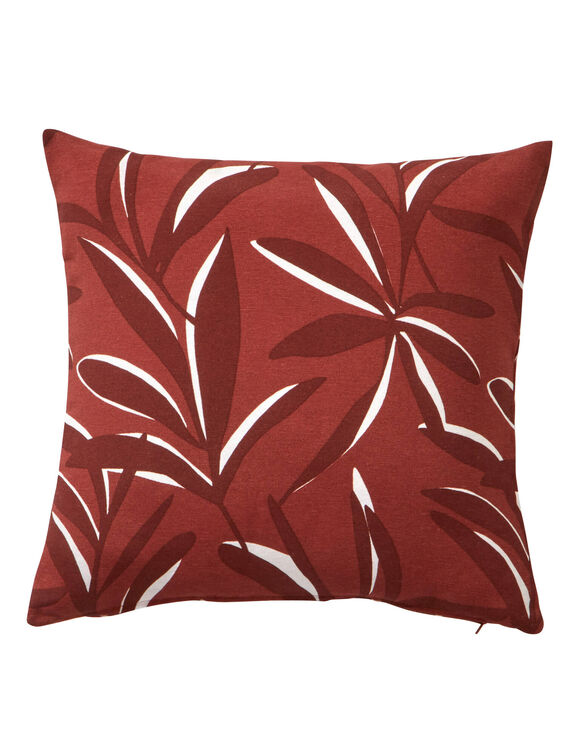 Housse de coussin imprimé feuillage (terracotta)
