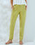 Pantalon coupe mom coton-lin uni (vert mousse)