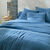 Linge de lit uni en triple gaze de coton (bleu)