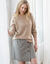 Pull col rond en maille fantaisie (beige chiné)