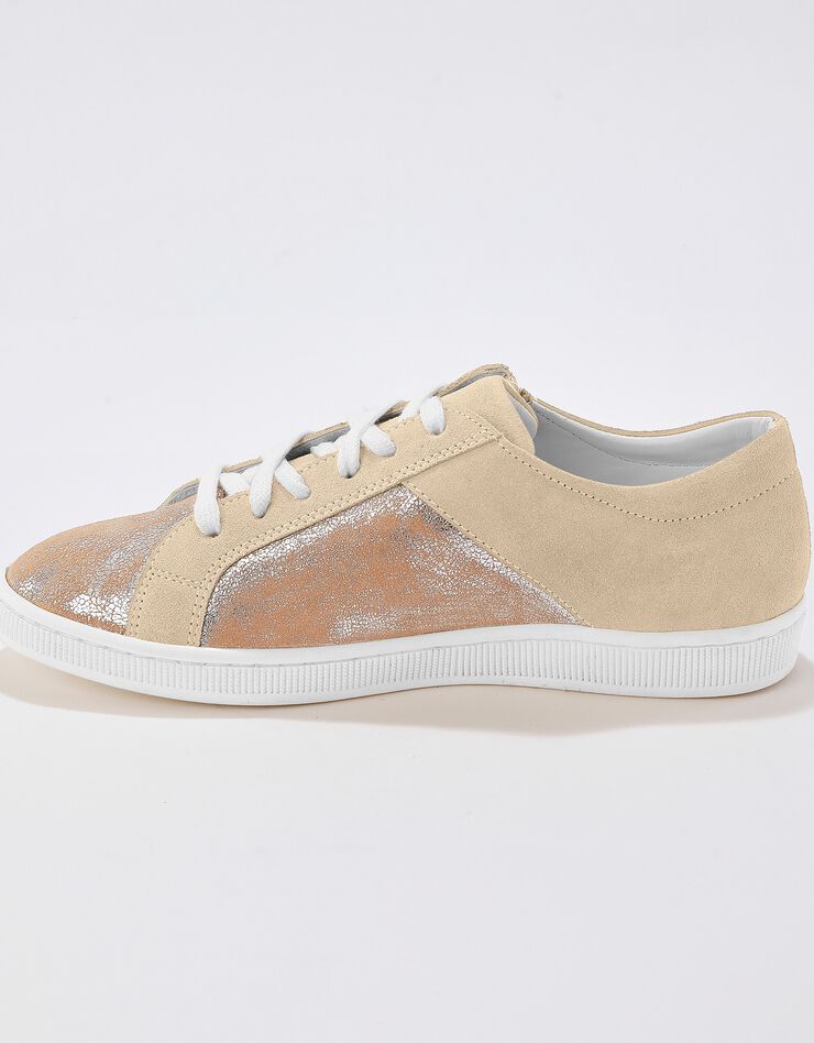 Baskets zippées en cuir souple irisé (beige irisé) Baskets zippées en cuir souple irisé (beige irisé)