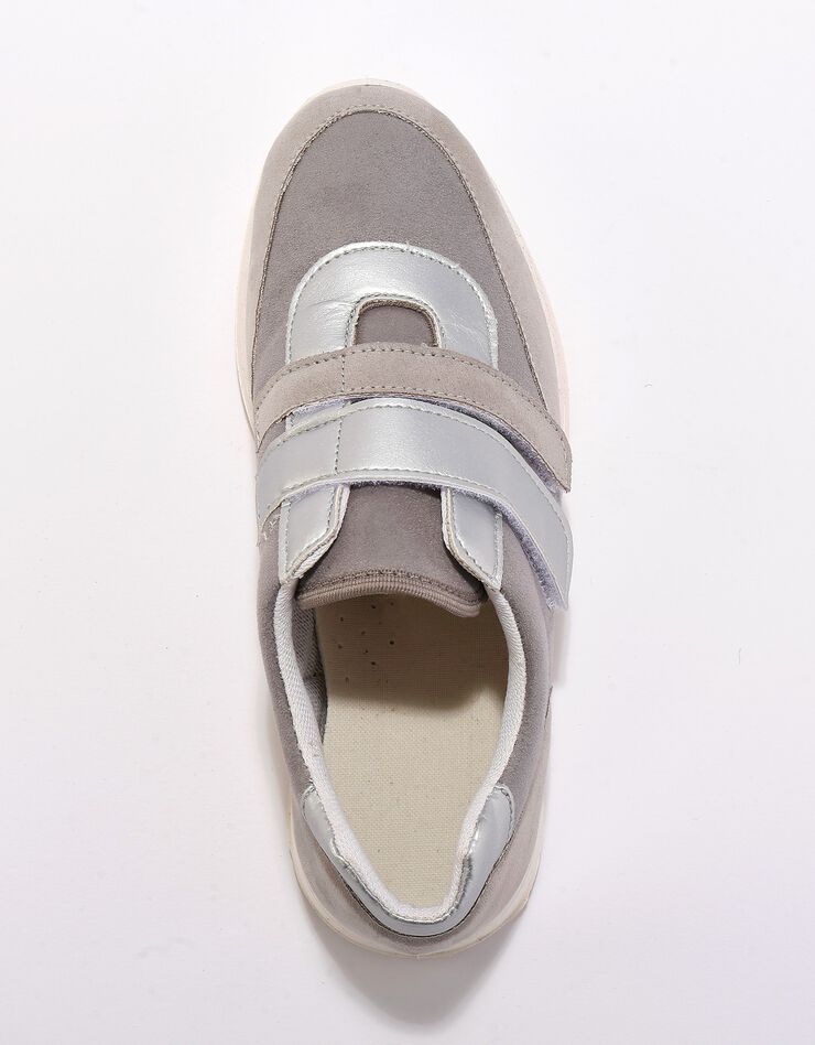 Baskets scratchées spécial pieds sensibles en tissu extensible (gris)
