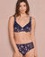 Soutien-gorge coton dentelle imprim&eacute; cachemire Coria - avec armatures (bleu)