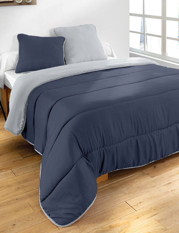 Couette bicolore microfibre 350 g/m² (gris / anthracite)