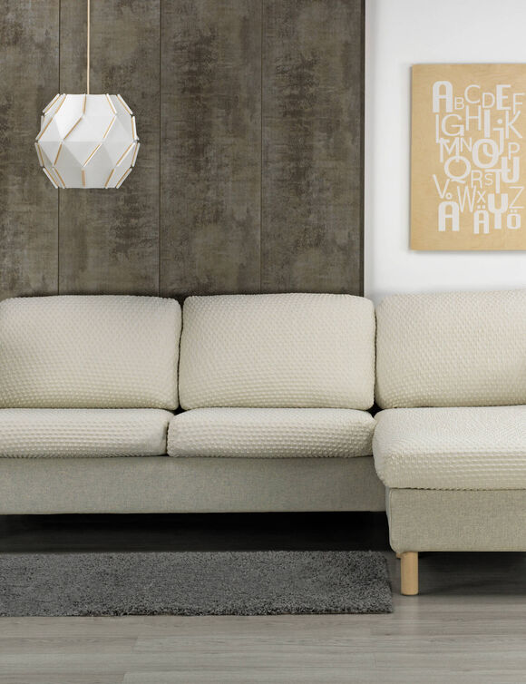 Housse gaufr&eacute;e bi-extensible coussins m&eacute;ridienne (beige)