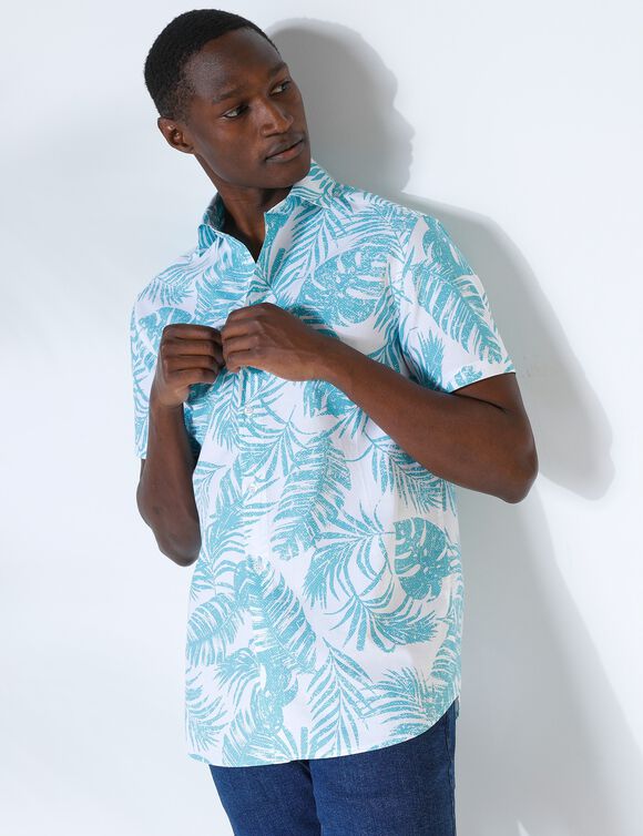 Chemise Huk Homme Manches Courtes Kona Print - Bleu Maroline Taille L