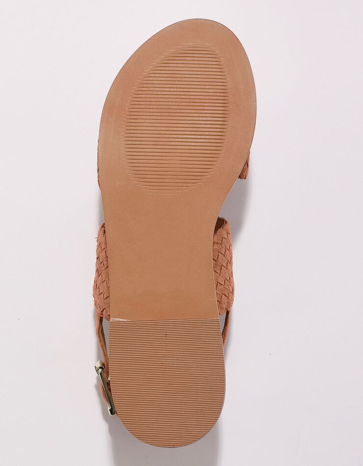 Sandales plates en cuir tressé  (caramel)