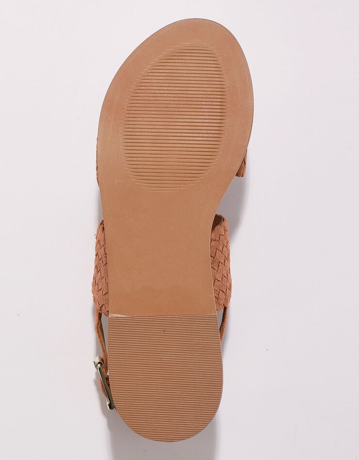 Sandales plates en cuir tressé (caramel) Sandales plates en cuir tressé (caramel)