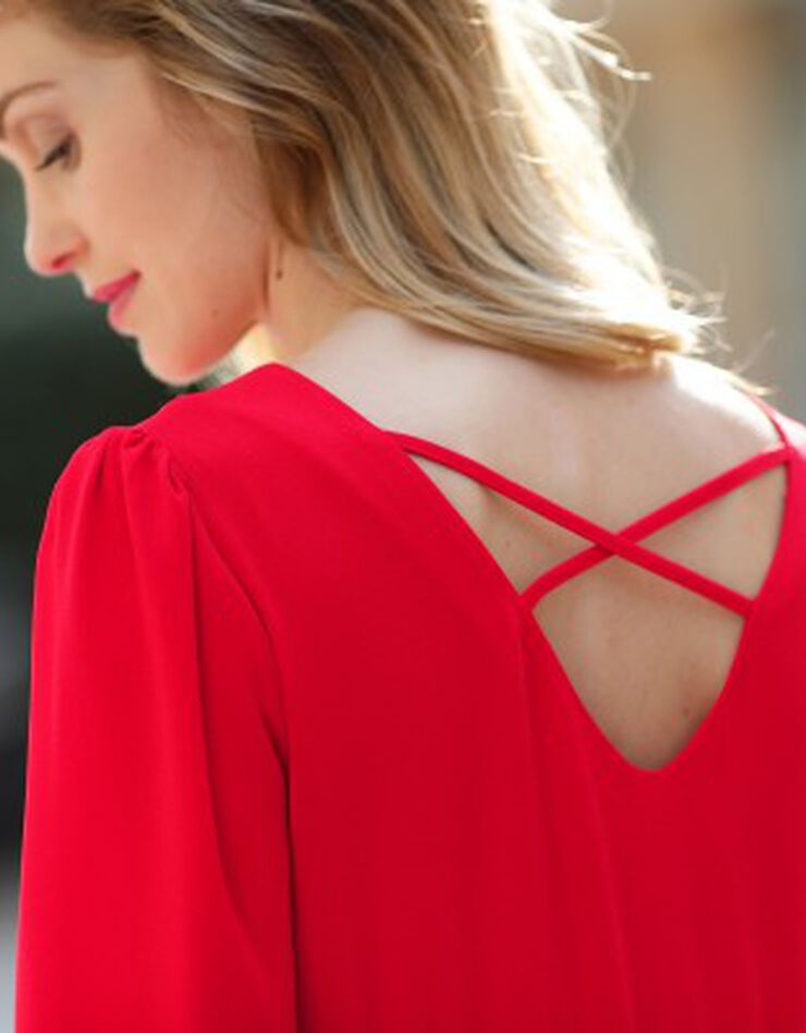 Robe dos croisé unie (rouge) Robe dos croisé unie (rouge)