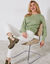 Pull col rond, maille pointelle toucher mohair (vert d'eau)
