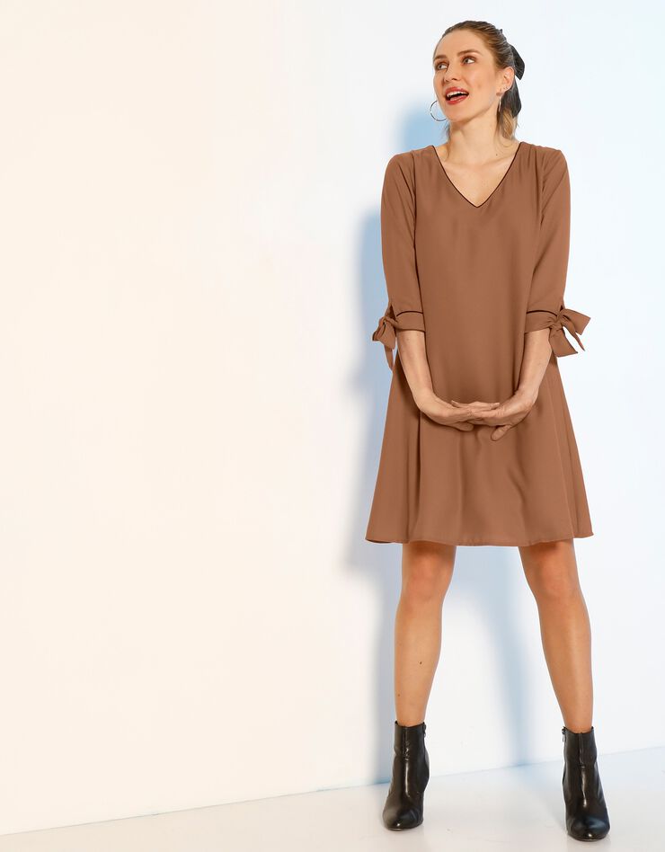 Robe évasée biais contrastés (caramel) Robe évasée biais contrastés (caramel)