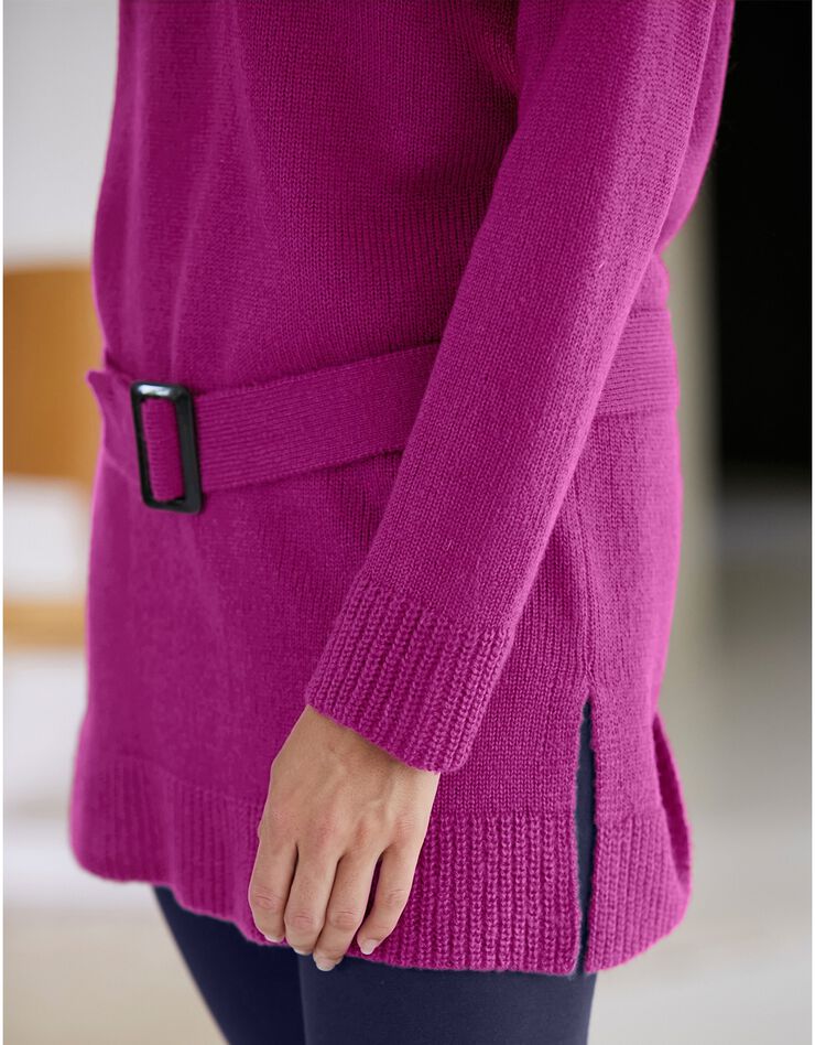 Pull tunique uni à ceinture amovible - toucher mohair (violine) Pull tunique uni à ceinture amovible - toucher mohair (violine)