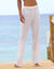 Pantalon large droit, crépon fluide (blanc)