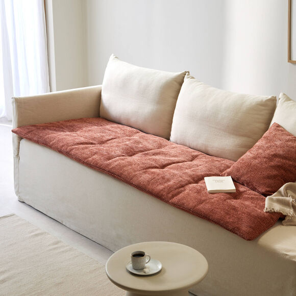Long coussin de canapé tissage chenille (rose blush)