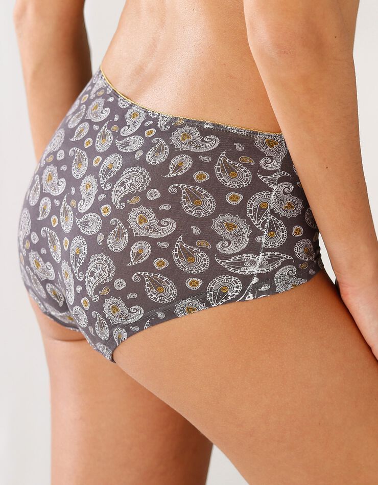 Shorty coton imprimé "cachemire" - lot de 4 (curry / gris) Shorty coton imprimé "cachemire" - lot de 4 (curry / gris)