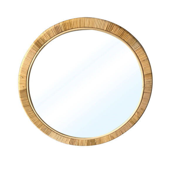 Miroir rond en rotin (bois)