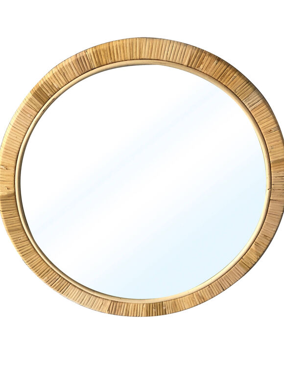 Miroir rond en rotin (bois)