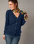 Gilet boutonné col V, laine d'agneau (marine)