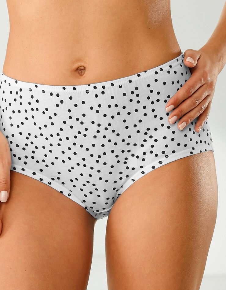 Culotte coton maxi imprimée pois - lot de 6 (noir / blanc) Culotte coton maxi imprimée pois - lot de 6 (noir / blanc)