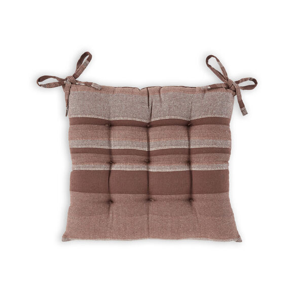 Galette de chaise carr&eacute;e ray&eacute;e - lot de 2 (chocolat)